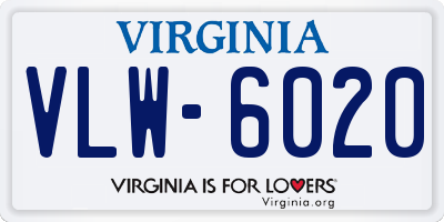 VA license plate VLW6020