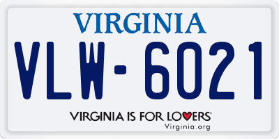 VA license plate VLW6021