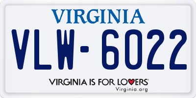 VA license plate VLW6022