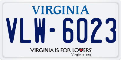 VA license plate VLW6023