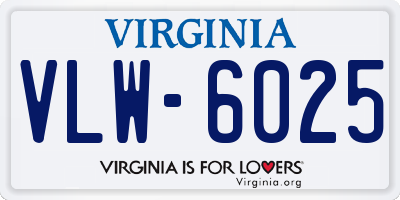 VA license plate VLW6025