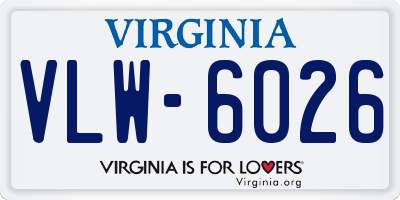 VA license plate VLW6026