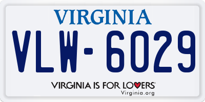 VA license plate VLW6029