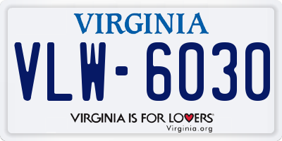 VA license plate VLW6030