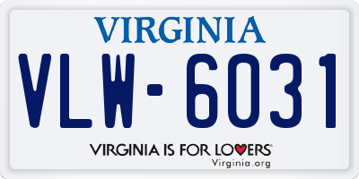 VA license plate VLW6031