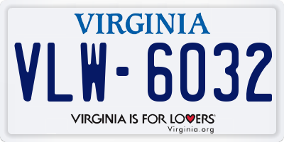 VA license plate VLW6032