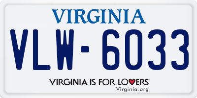 VA license plate VLW6033