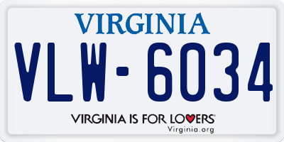 VA license plate VLW6034