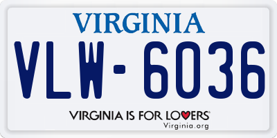 VA license plate VLW6036