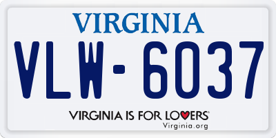 VA license plate VLW6037