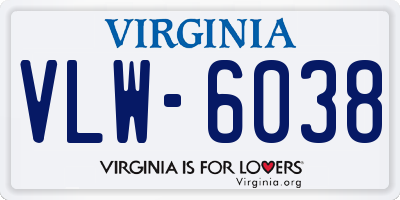 VA license plate VLW6038