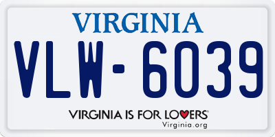 VA license plate VLW6039