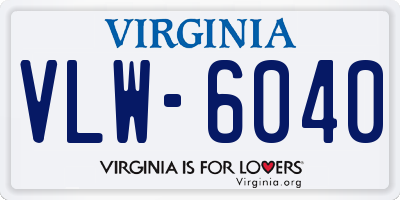 VA license plate VLW6040