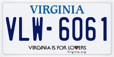 VA license plate VLW6061