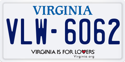 VA license plate VLW6062