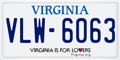 VA license plate VLW6063