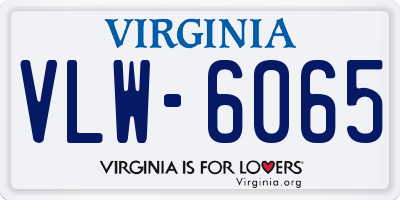 VA license plate VLW6065