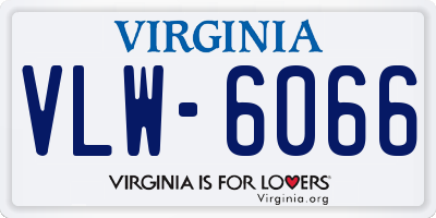 VA license plate VLW6066