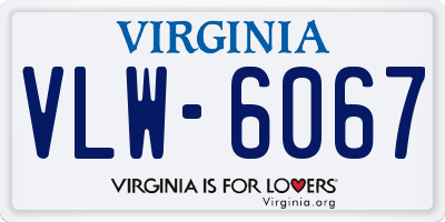 VA license plate VLW6067