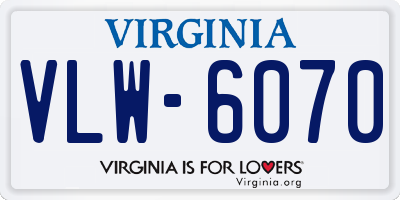 VA license plate VLW6070