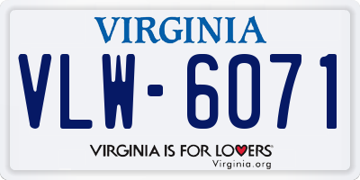 VA license plate VLW6071