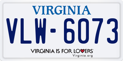 VA license plate VLW6073