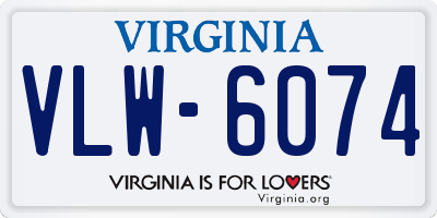 VA license plate VLW6074