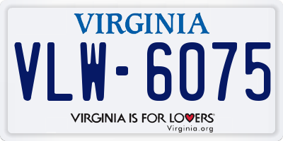 VA license plate VLW6075