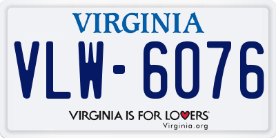 VA license plate VLW6076