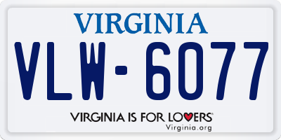 VA license plate VLW6077