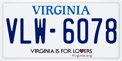 VA license plate VLW6078