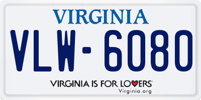 VA license plate VLW6080