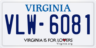 VA license plate VLW6081