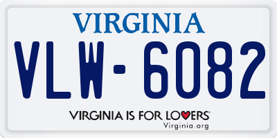 VA license plate VLW6082