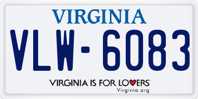 VA license plate VLW6083