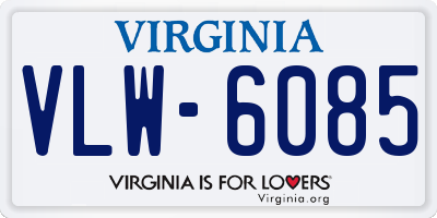 VA license plate VLW6085