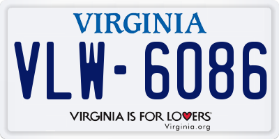 VA license plate VLW6086