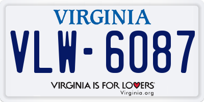 VA license plate VLW6087