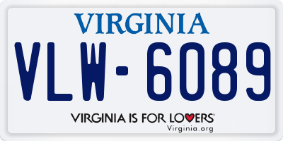 VA license plate VLW6089