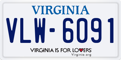 VA license plate VLW6091