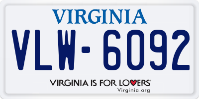 VA license plate VLW6092