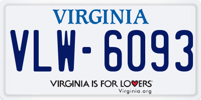 VA license plate VLW6093