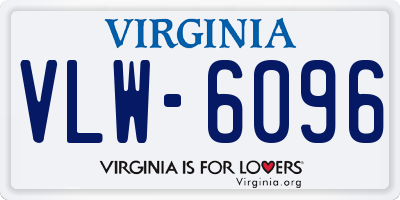 VA license plate VLW6096