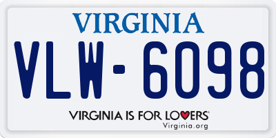 VA license plate VLW6098