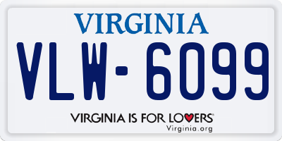 VA license plate VLW6099