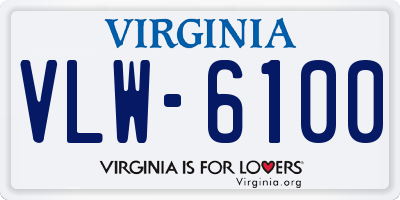 VA license plate VLW6100