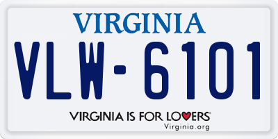 VA license plate VLW6101