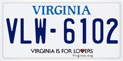 VA license plate VLW6102