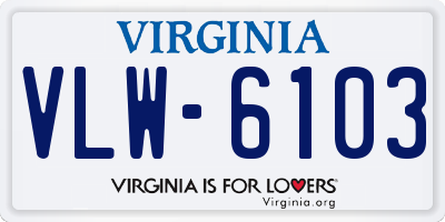 VA license plate VLW6103