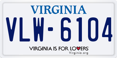 VA license plate VLW6104